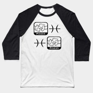 Pisces Birth Sign - Black Baseball T-Shirt